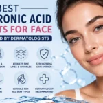 "Best hyaluronic acid benefits for face infographic showing deep hydration, smoother skin, wrinkle reduction, and dermatologist-recommended skincare solutions.