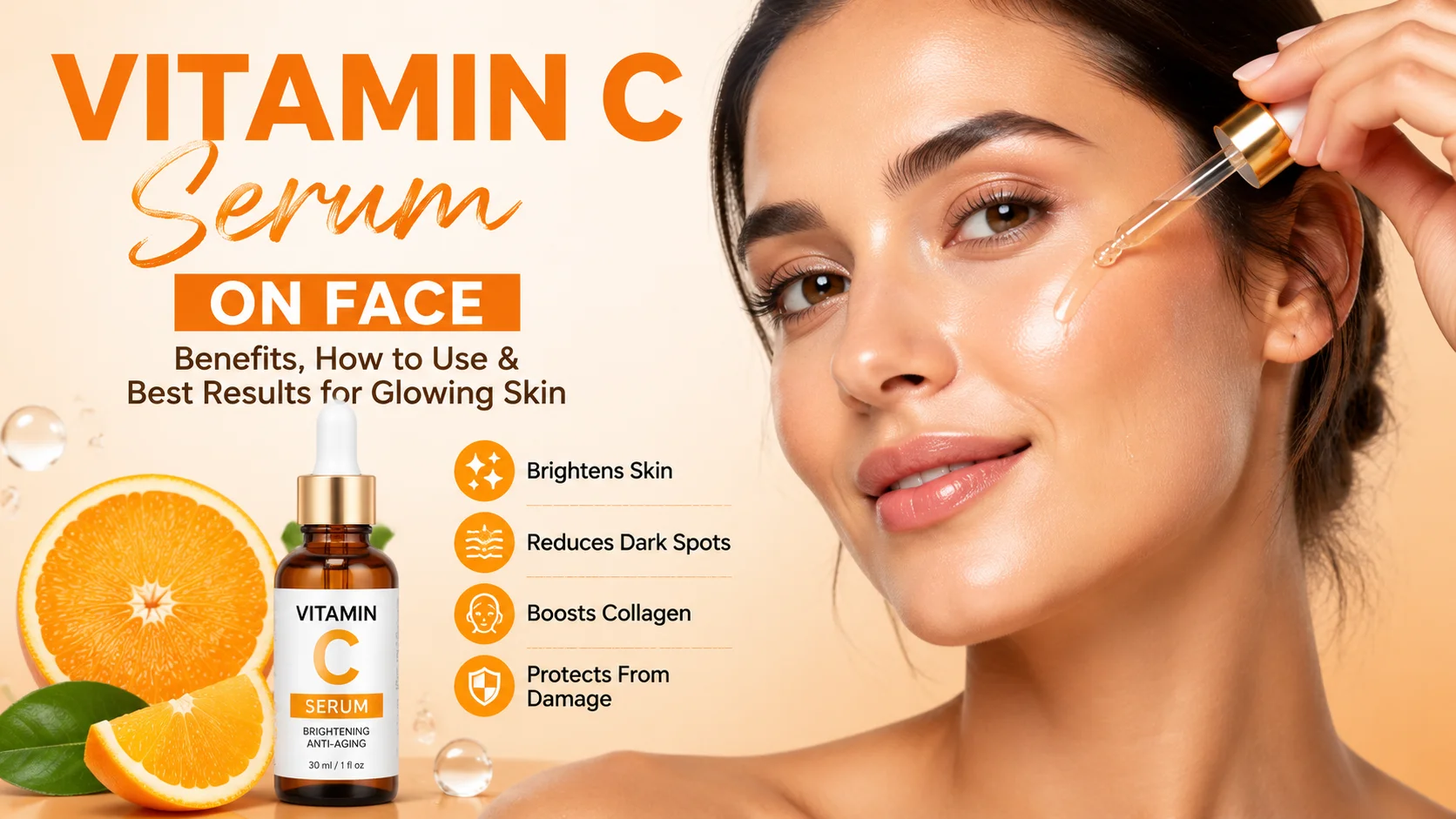 Glowing skin with vitamin C serum